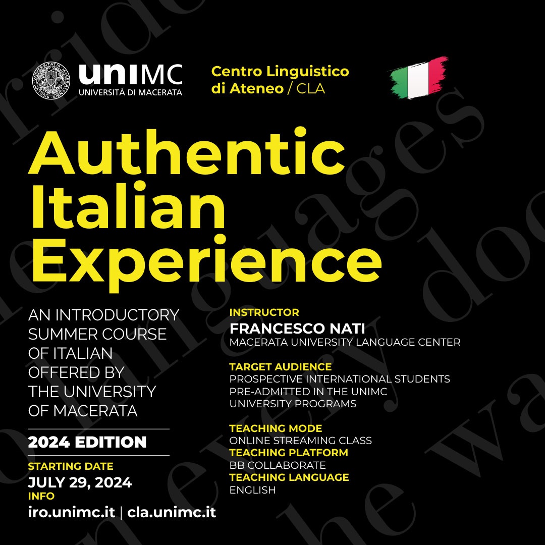 Corso estivo di italiano per studenti internazionali - "Authentic Italian Experience" - an introductory course of Italian language 